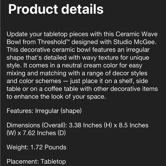 NEW Ceramic Wave Bowl - Threshold™ designed with Studio McGee - Picture 5 of 5